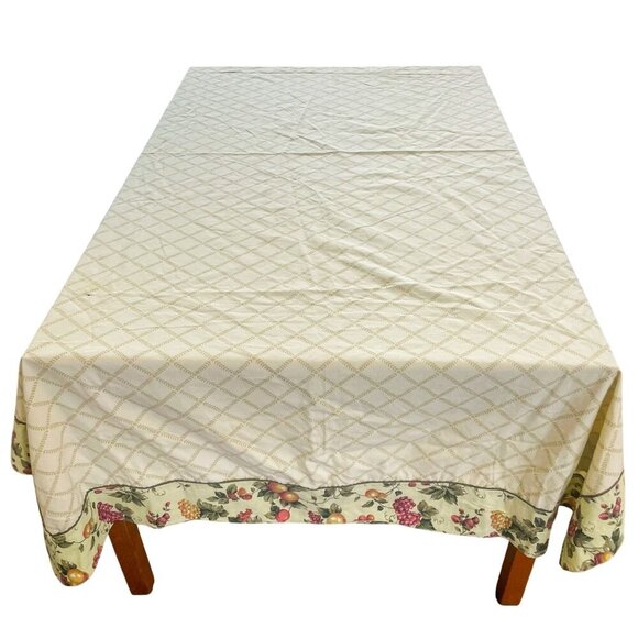 Waverly Garden Room Fruit Border Print Rectangular Tablecloth Summer Orchard - Picture 2 of 5